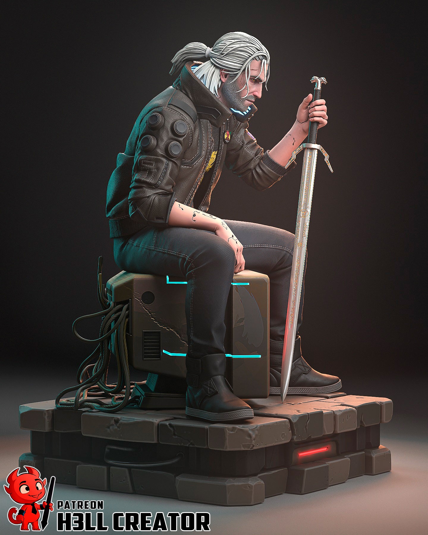Silverronin (Geralt) | Cyberpunk 2077-The Witcher  | Handcrafted Figure