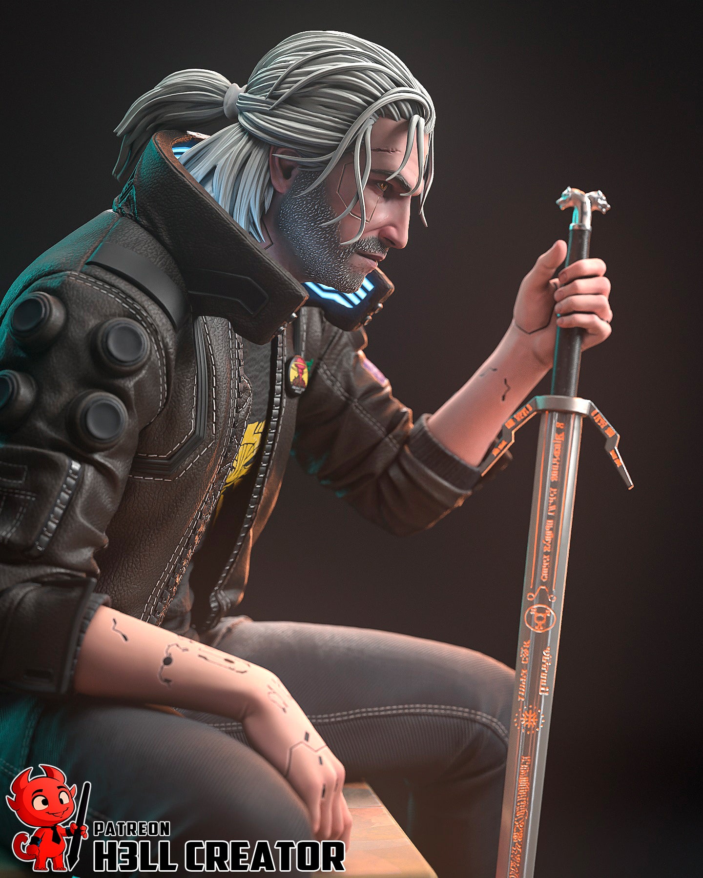 Silverronin (Geralt) | Cyberpunk 2077-The Witcher  | Handcrafted Figure