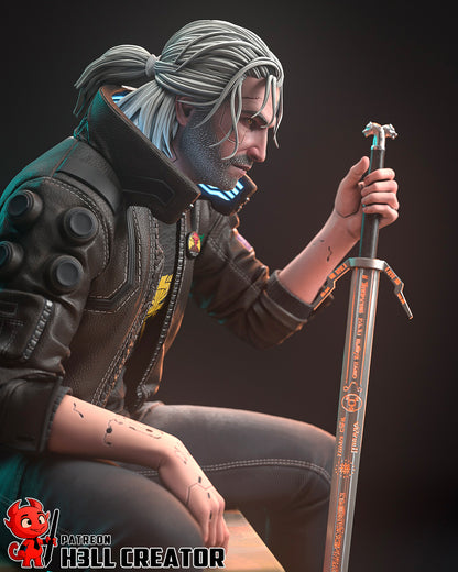 Silverronin (Geralt) | Cyberpunk 2077-The Witcher  | Handcrafted Figure