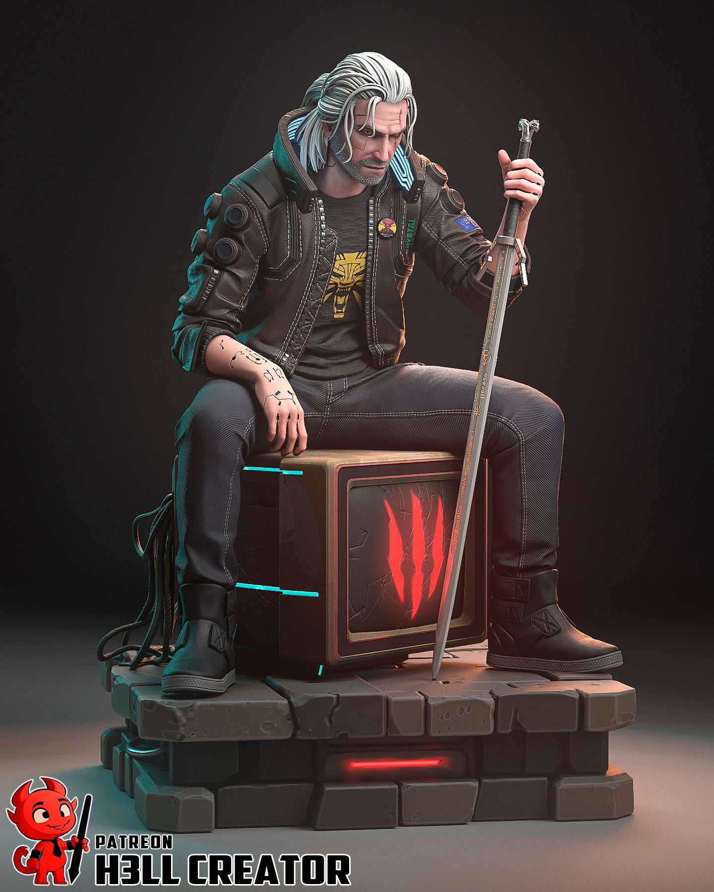 Silverronin (Geralt) | Cyberpunk 2077-The Witcher  | Handcrafted Figure