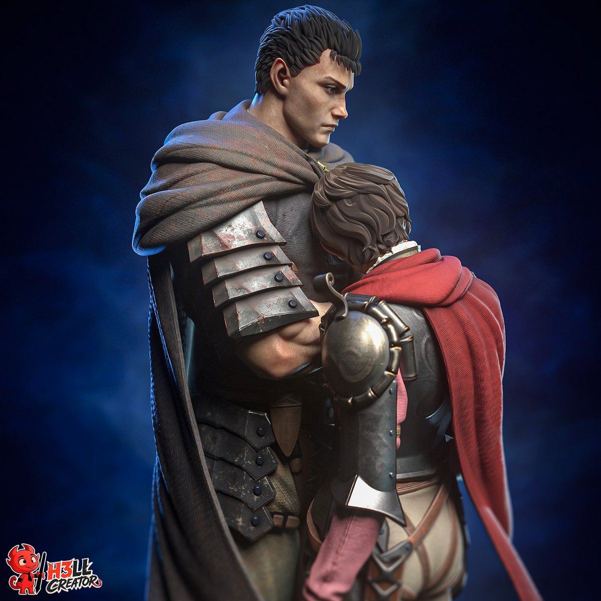 Black Swordsman & Falcon Maiden | Handcrafted Figure