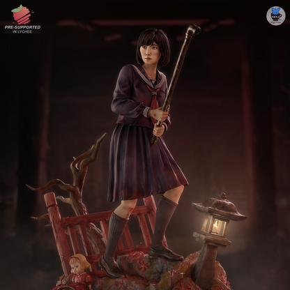 Schoolgirl in the Fog | Handcrafted Figure