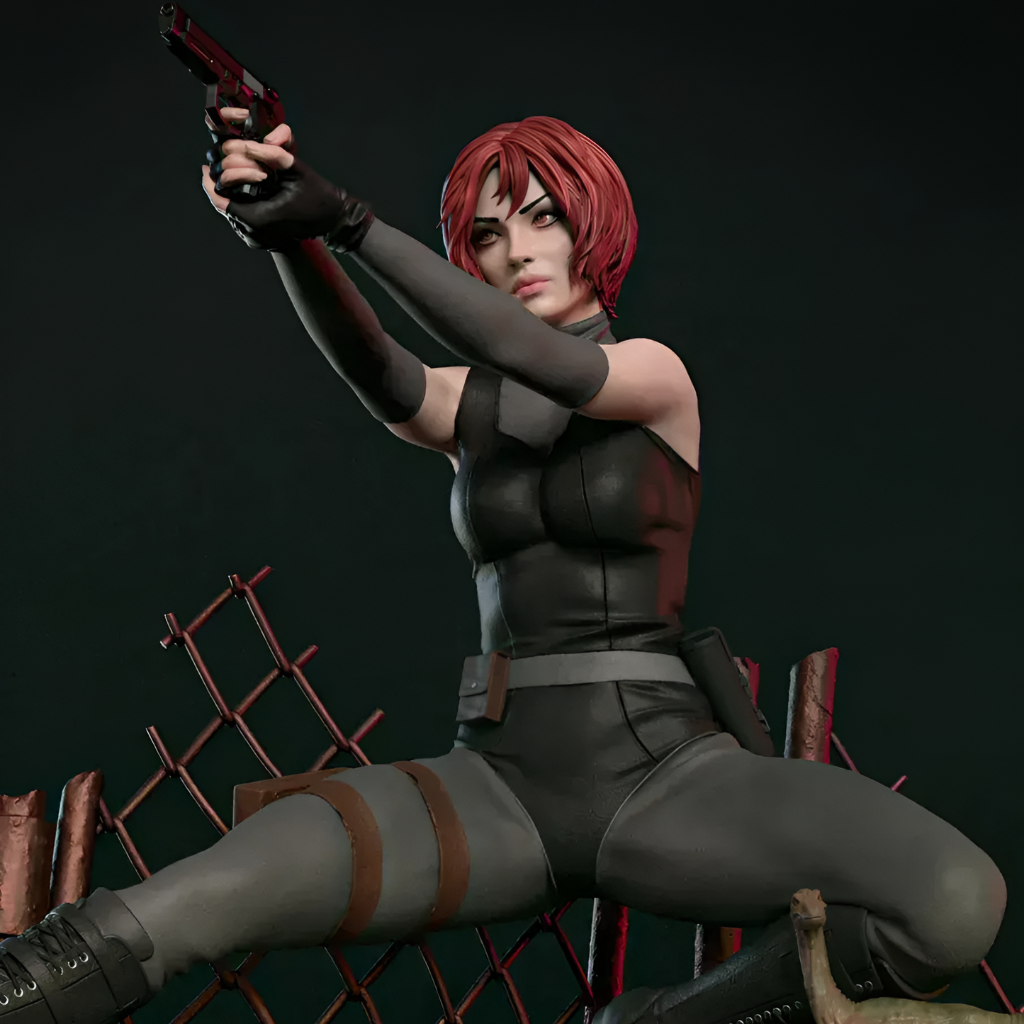 Crimson Dino Hunter | Handcrafted Figure