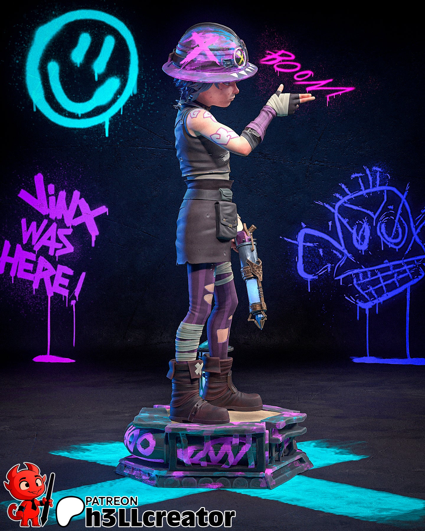 Сrazy Blue Girl & Little Cosplayer| Handcrafted Figure