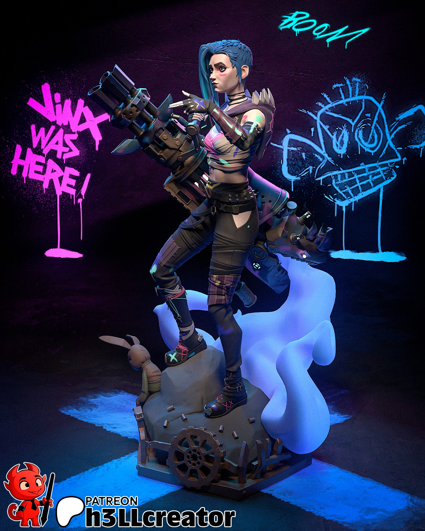 Сrazy Blue Girl & Little Cosplayer| Handcrafted Figure