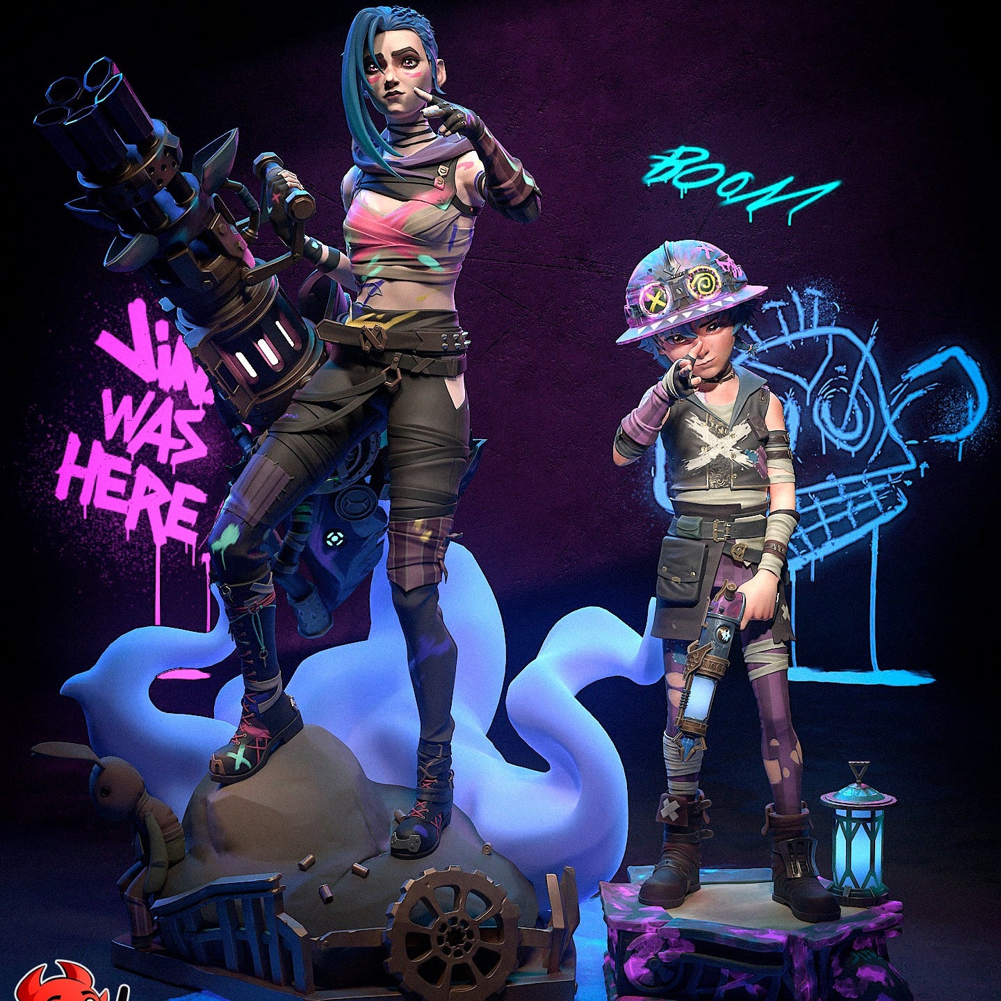 Сrazy Blue Girl & Little Cosplayer| Handcrafted Figure