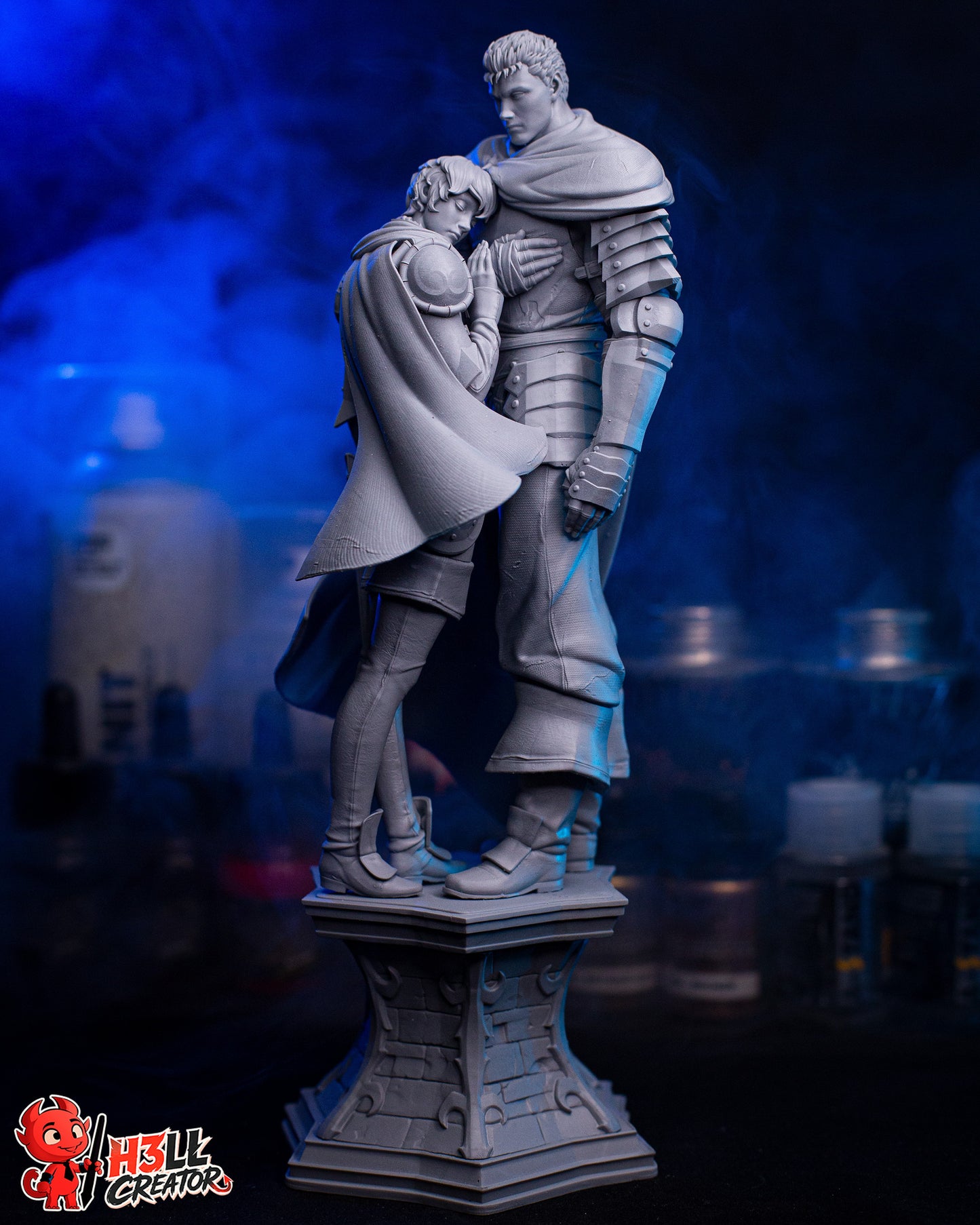 Black Swordsman & Falcon Maiden | Handcrafted Figure