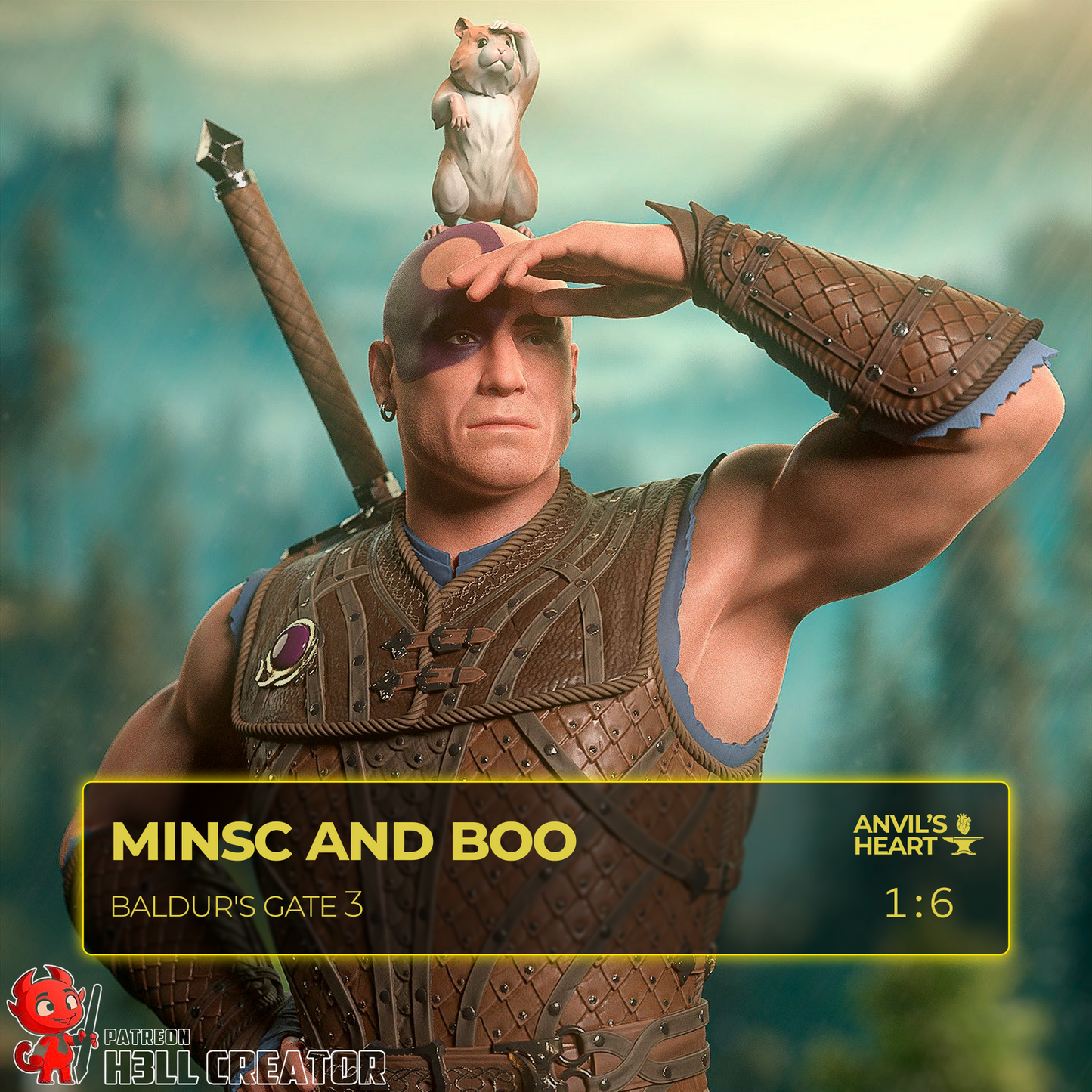 Berserker Hero & Mini Beast Companion | Handcrafted Figure