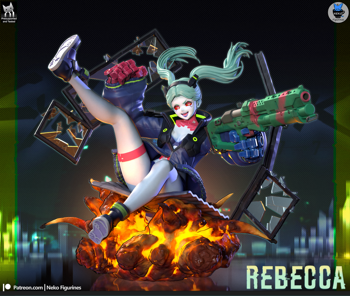 Neon Trigger Girl | Handcrafted Figure