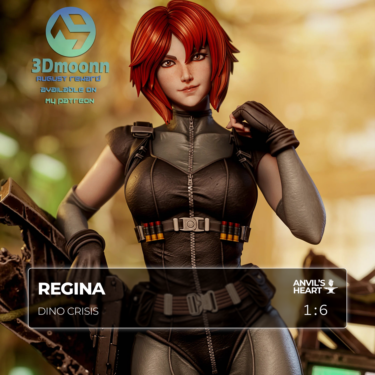 Crimson Dino Hunter | Handcrafted Figure