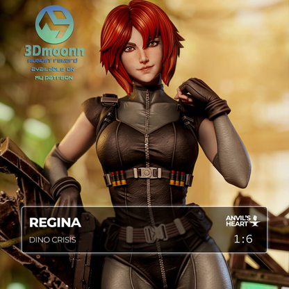 Crimson Dino Hunter | Handcrafted Figure