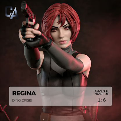 Crimson Dino Hunter | Handcrafted Figure