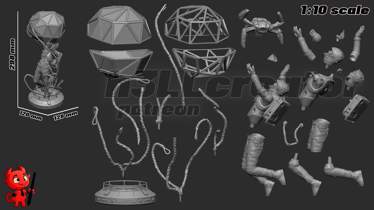 Space Scientist & Alien Friend | Handcrafted Figure