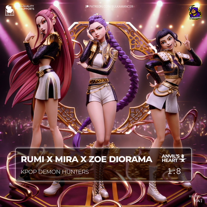 Rumi x Mira x Zoe diorama | Kpop Demon Hunters | Handcrafted Figure
