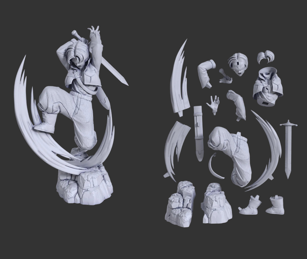Purple-Haired Swordsman | Handcrafted Figure