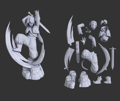 Purple-Haired Swordsman | Handcrafted Figure
