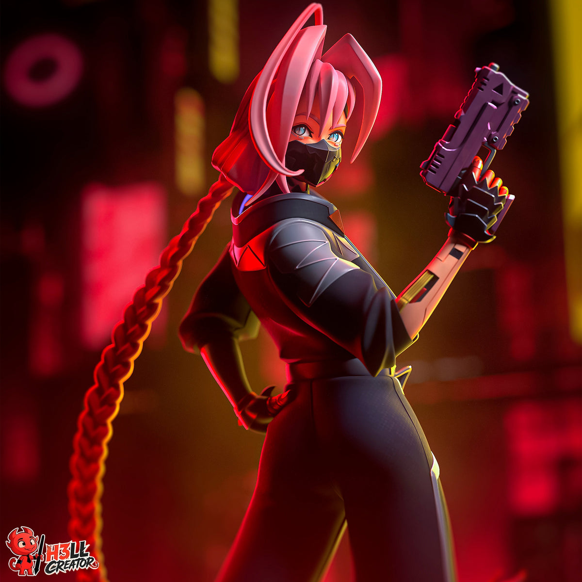 Neon Blade Mercenary | Handcrafted Figure