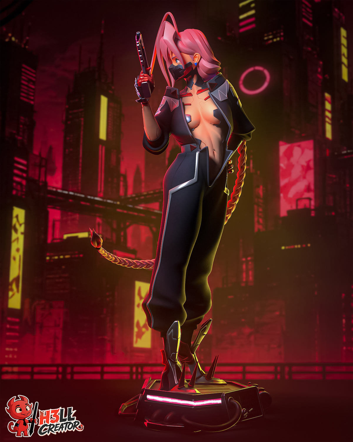 Neon Blade Mercenary | Handcrafted Figure