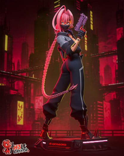 Neon Blade Mercenary | Handcrafted Figure