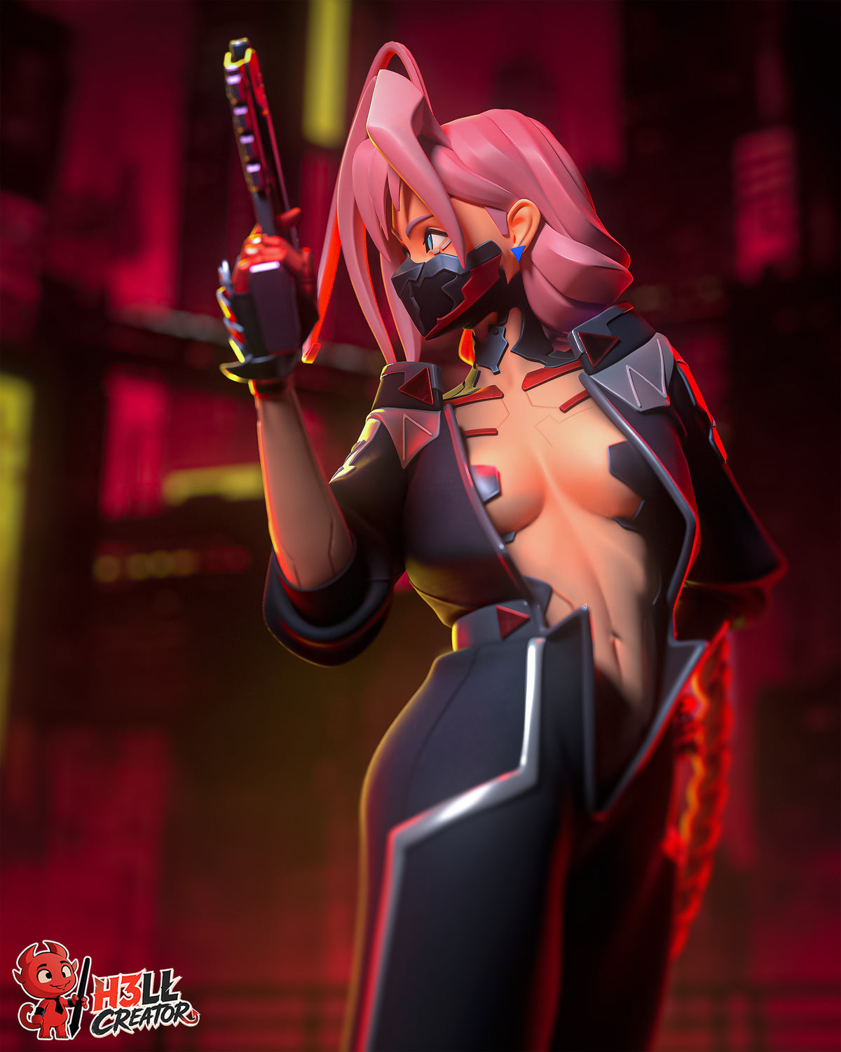 Neon Blade Mercenary | Handcrafted Figure