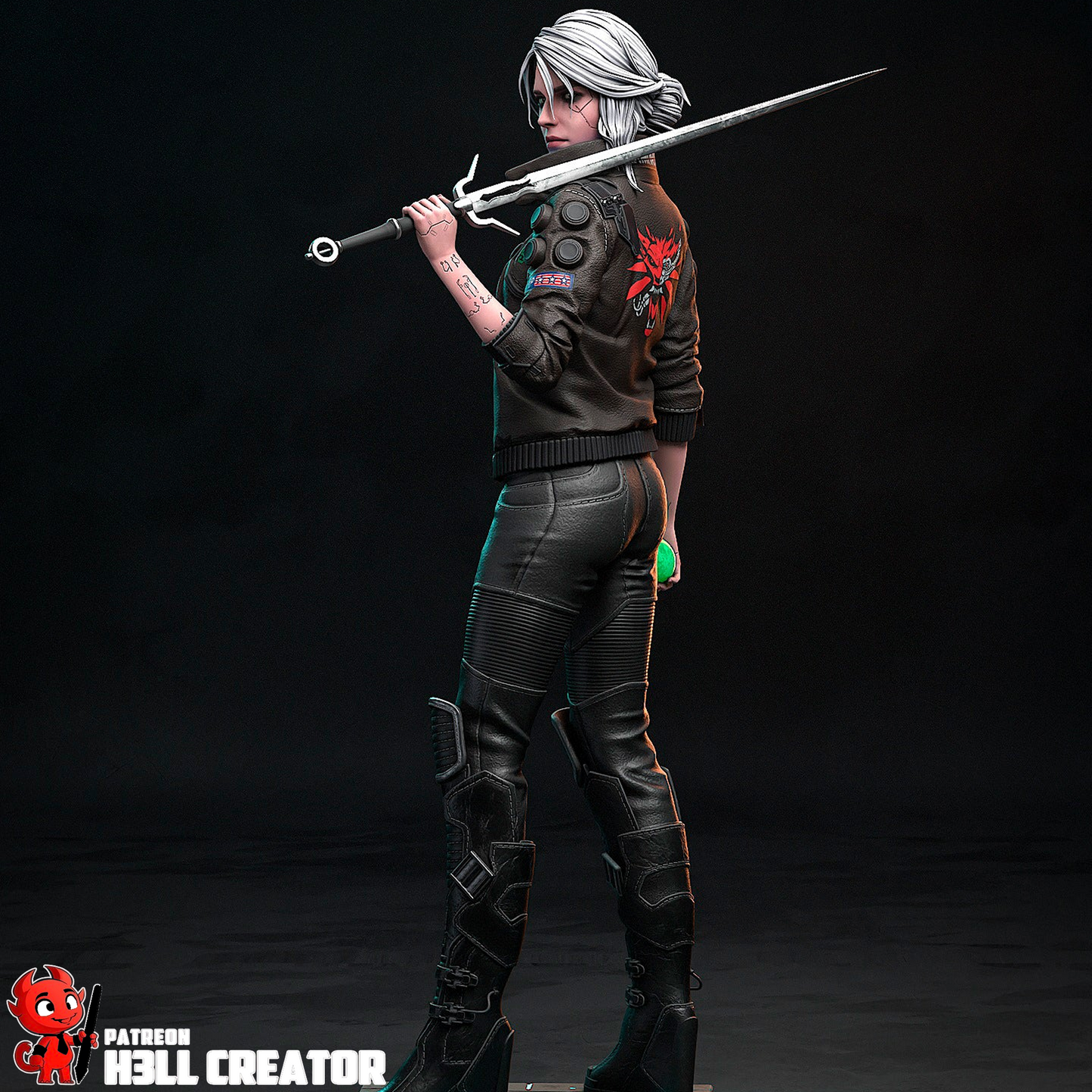 White-Haired Sword Maiden | Handcrafted Figure