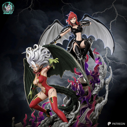 Twin Battle Maidens | Handcrafted Figure