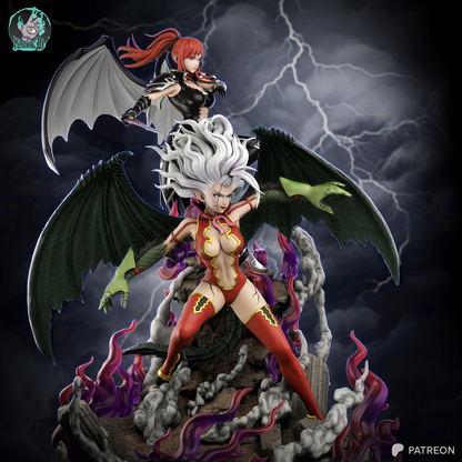 Twin Battle Maidens | Handcrafted Figure