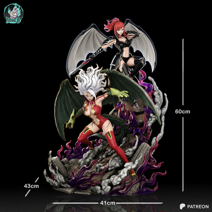 Twin Battle Maidens | Handcrafted Figure