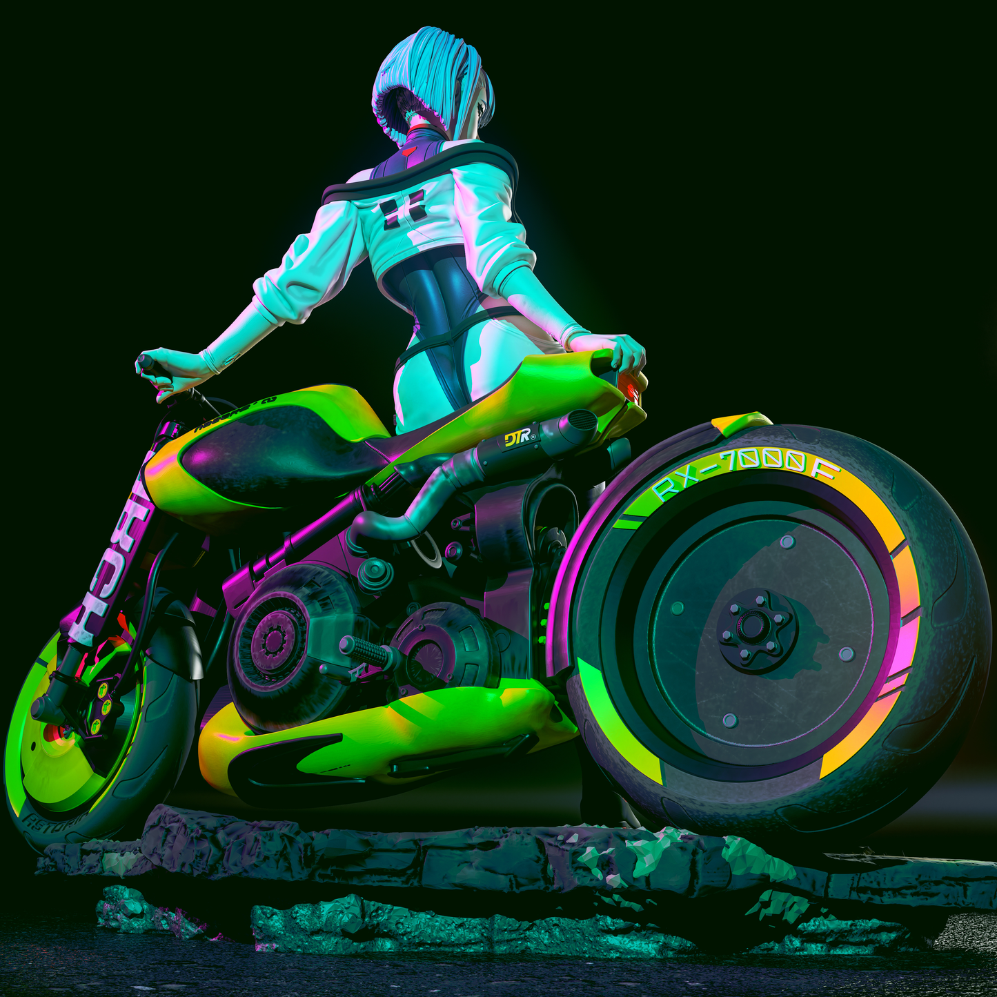 Neon Hacker Girl | Handcrafted Figure