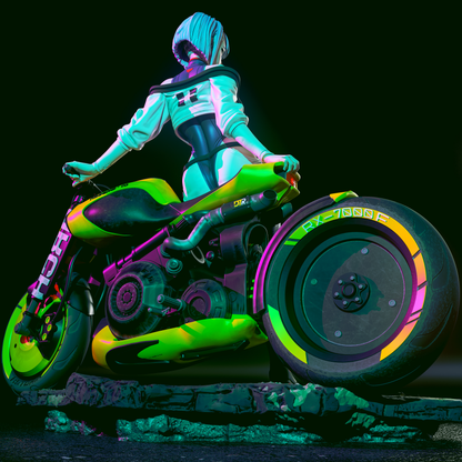 Neon Hacker Girl | Handcrafted Figure