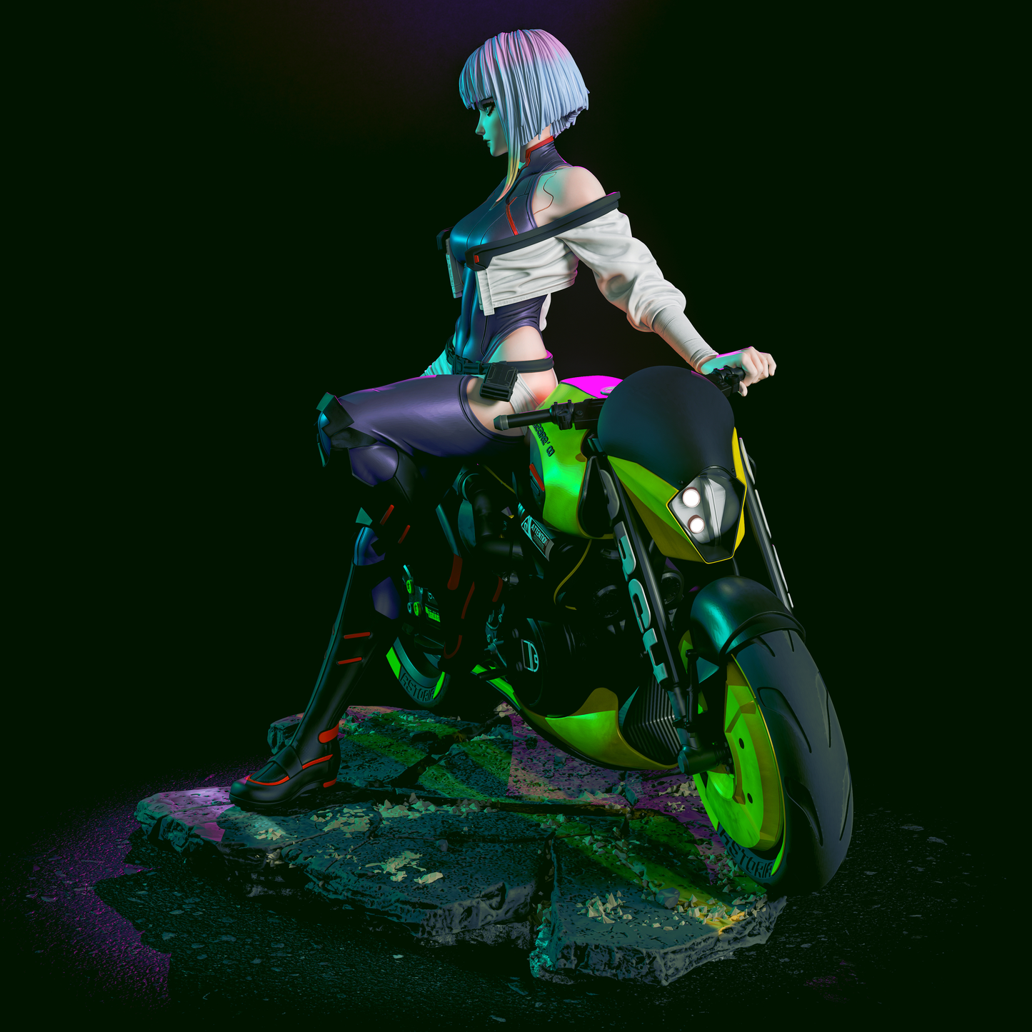 Neon Hacker Girl | Handcrafted Figure
