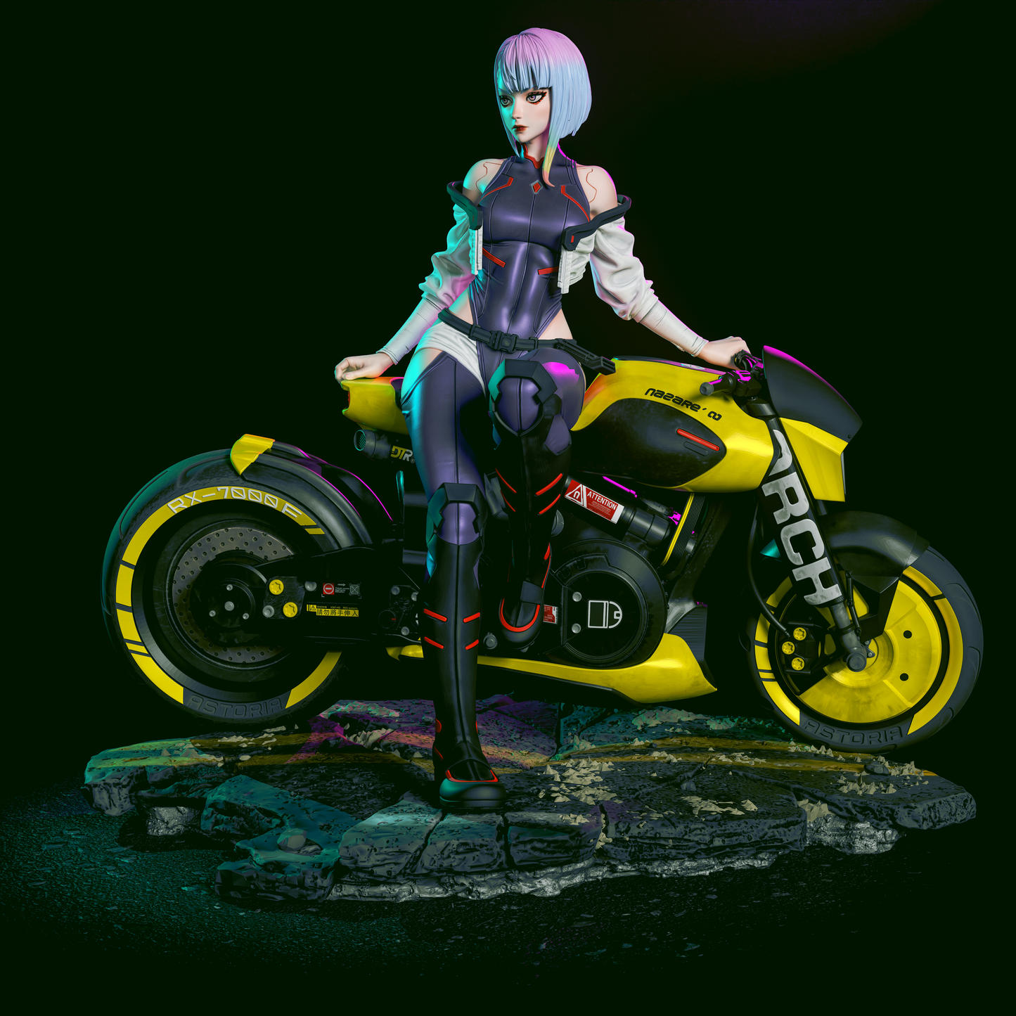 Neon Hacker Girl | Handcrafted Figure