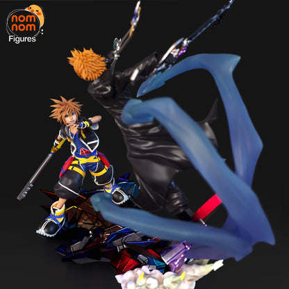 Blonde Blade Warrior & Spiky-Haired Hero | Handcrafted Figure