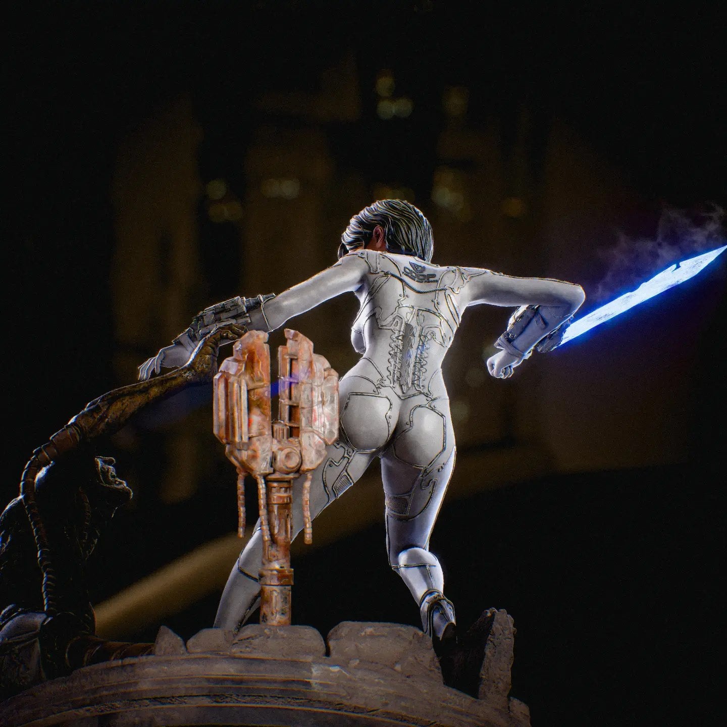 Silver Blade Maiden | Handcrafted Figure