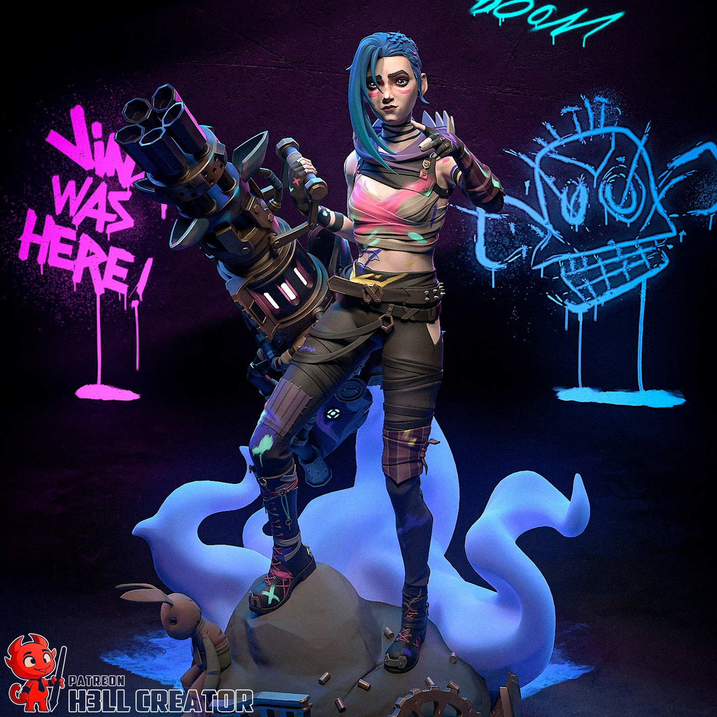 Сrazy Blue Girl & Little Cosplayer | Handcrafted Figure