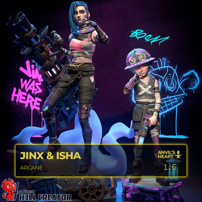 Сrazy Blue Girl & Little Cosplayer | Handcrafted Figure